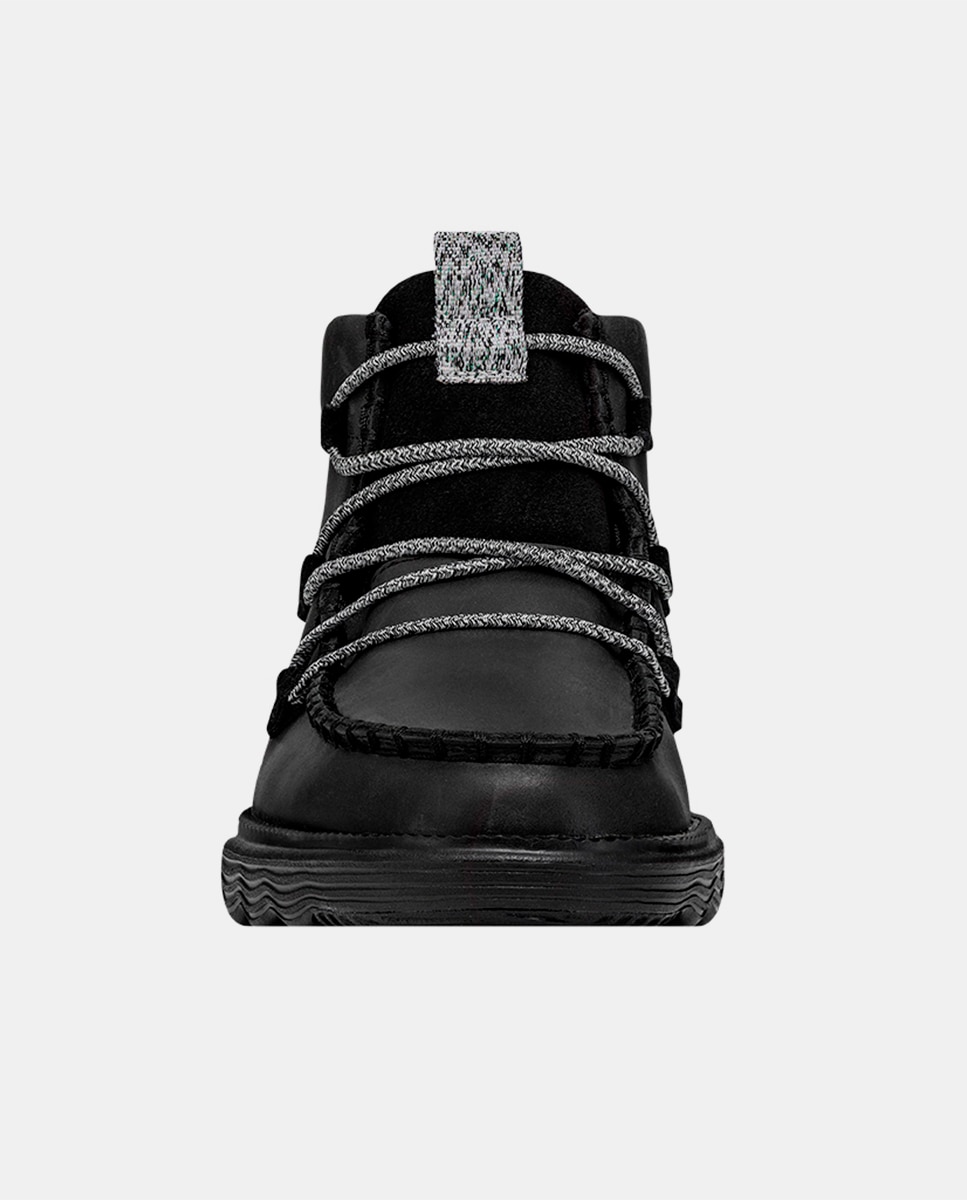 Botins de Pele e Cordões Elásticos Preto-4