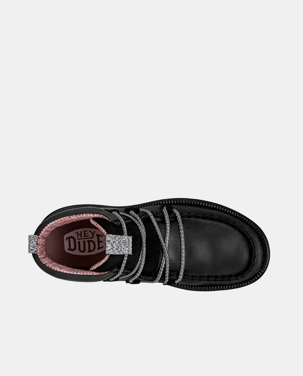 Botins de Pele e Cordões Elásticos Preto-6