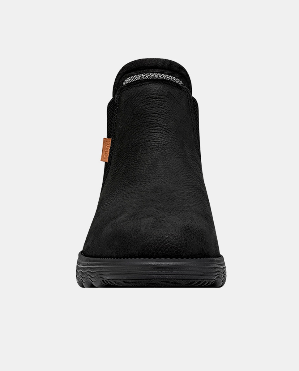 Botins de Pele e Detalhes Elásticos Preto-4