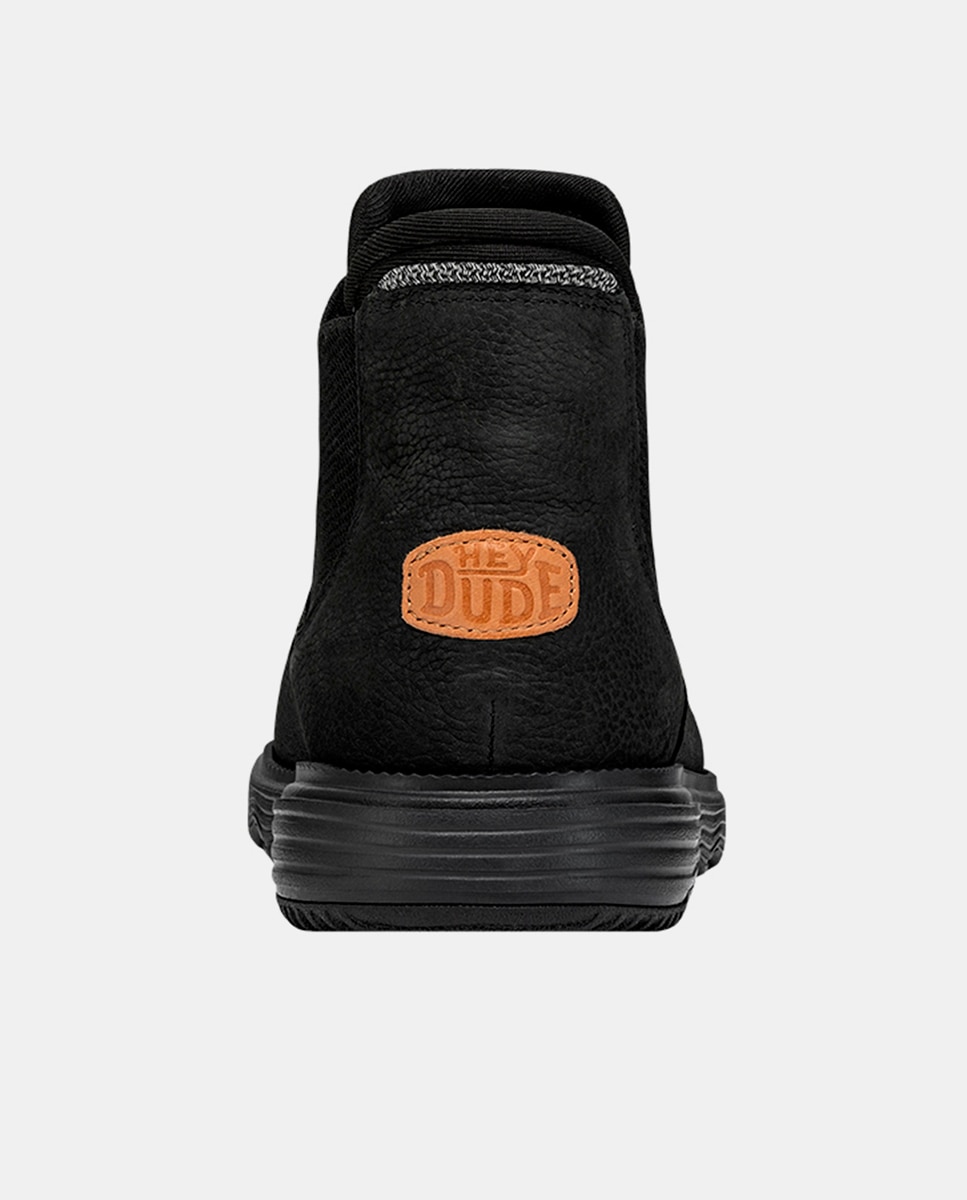 Botins de Pele e Detalhes Elásticos Preto-5