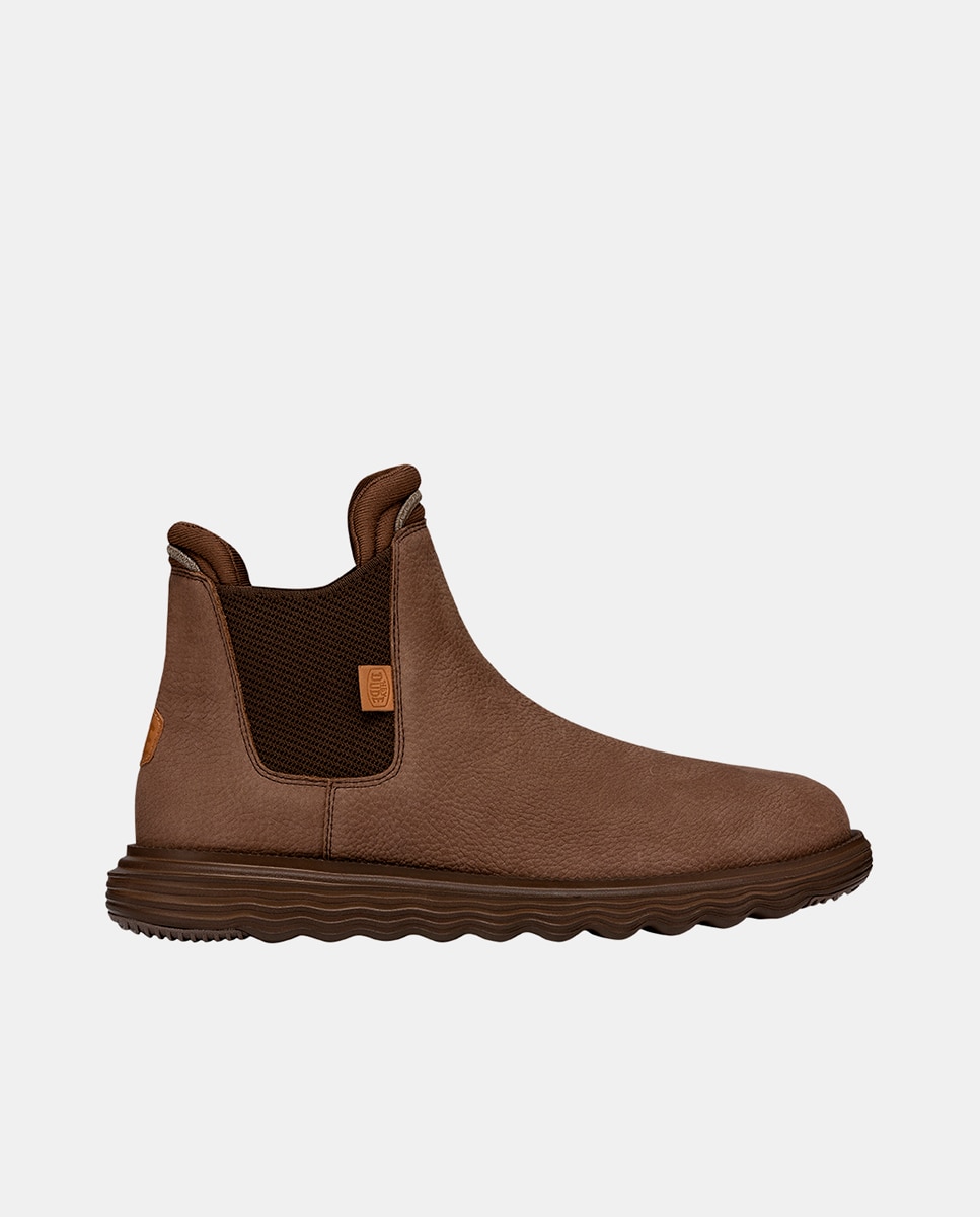 Botins de Pele e Detalhes Elásticos Castanho-1