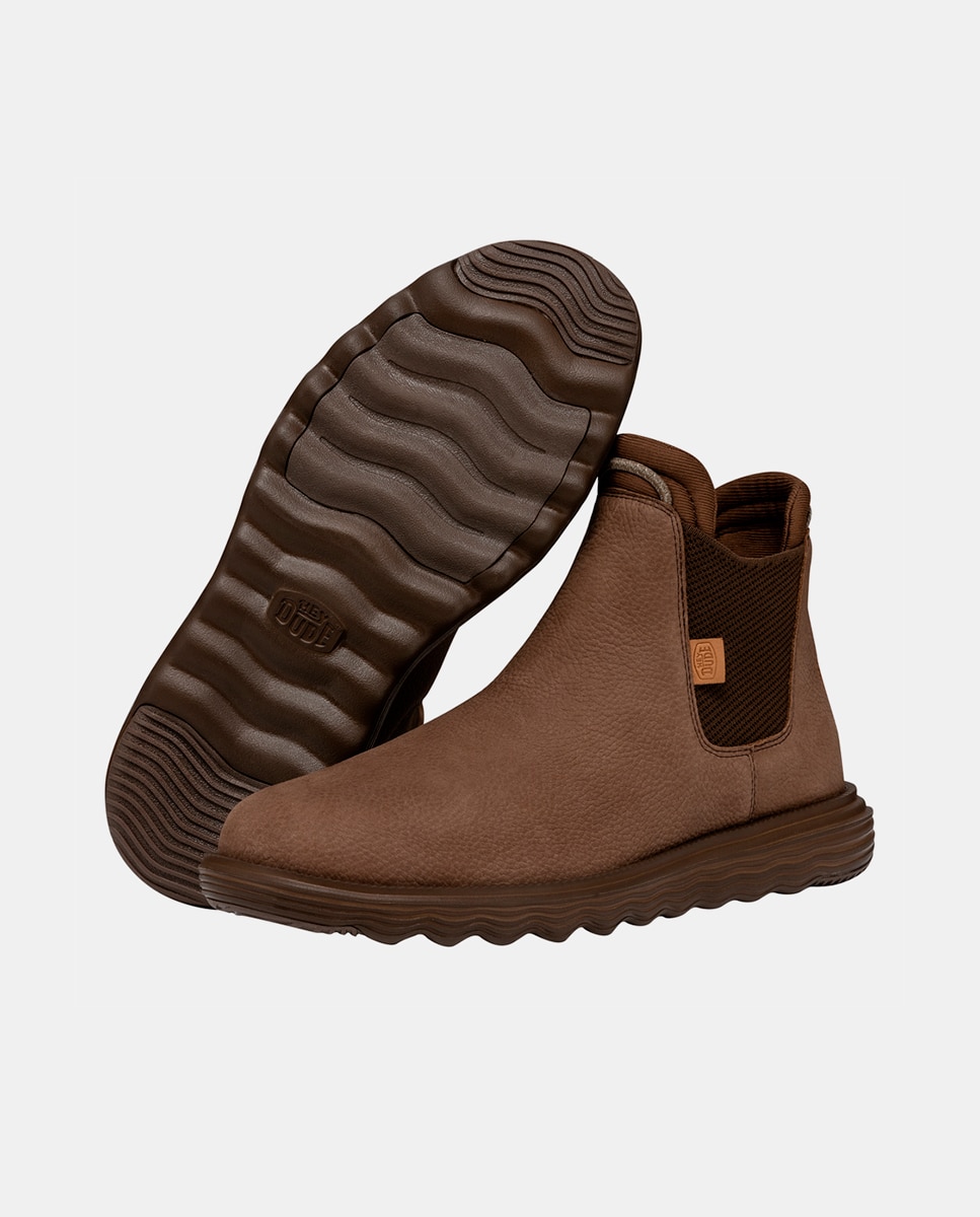Botins de Pele e Detalhes Elásticos Castanho-3