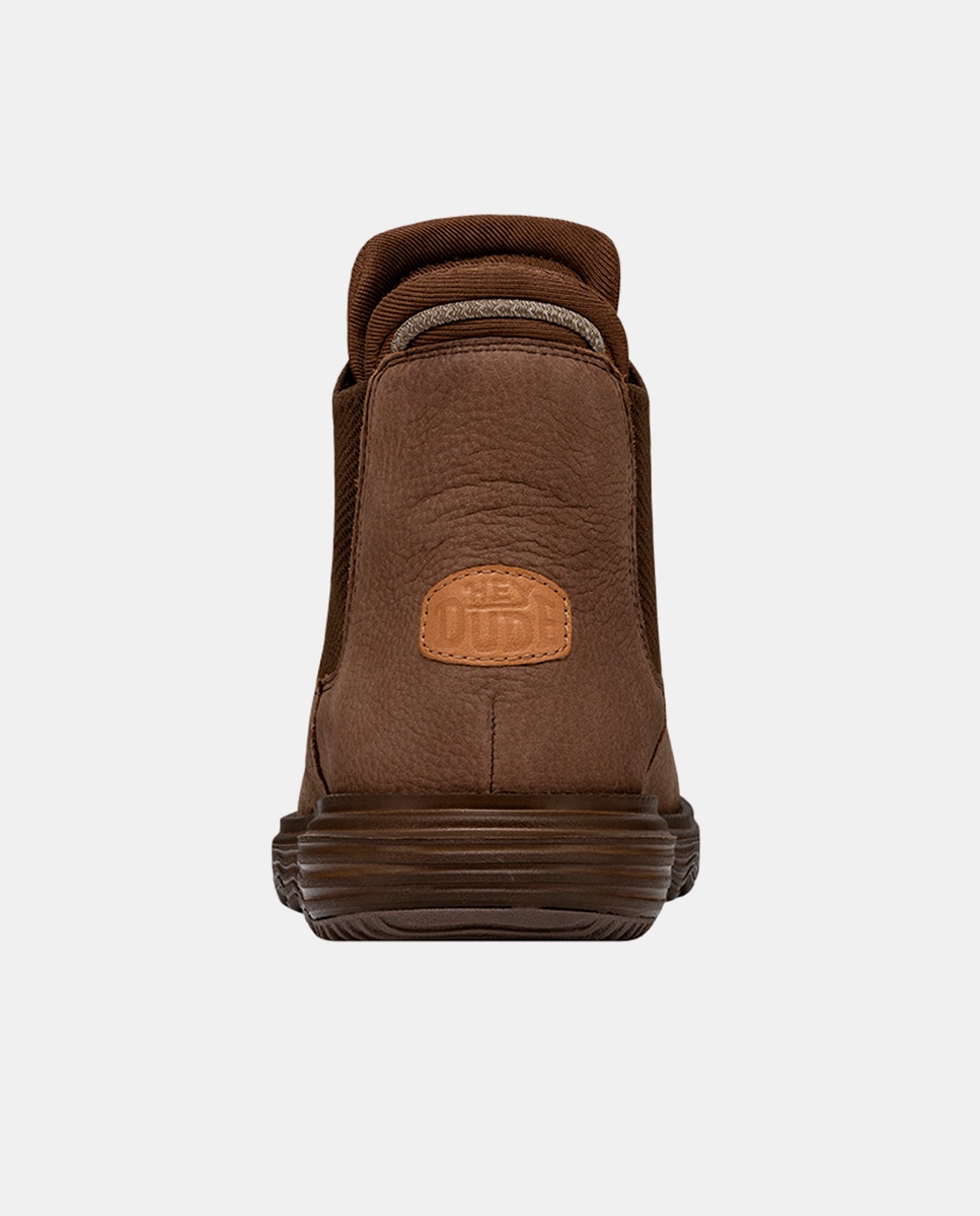 Botins de Pele e Detalhes Elásticos Castanho-5