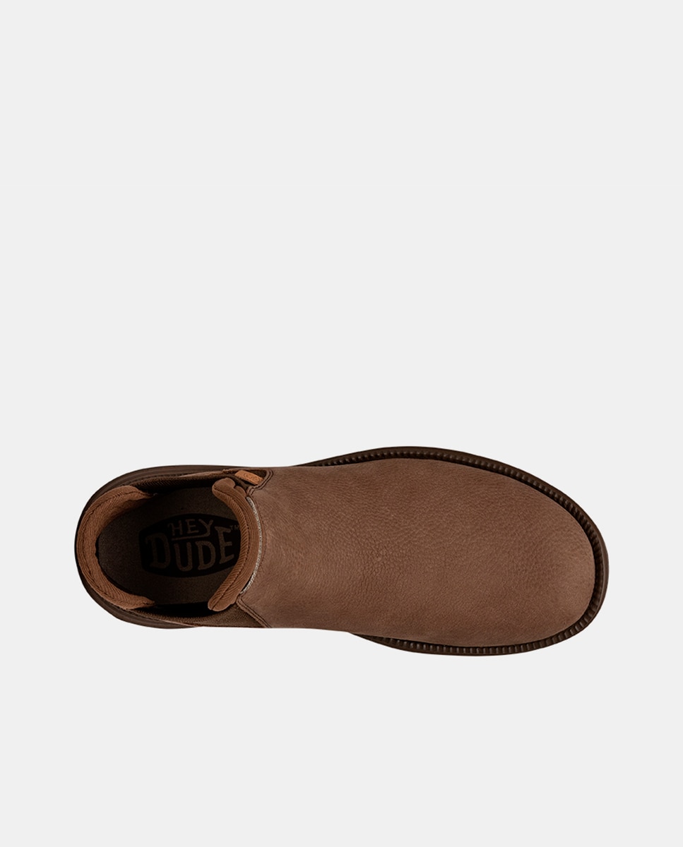 Botins de Pele e Detalhes Elásticos Castanho-6