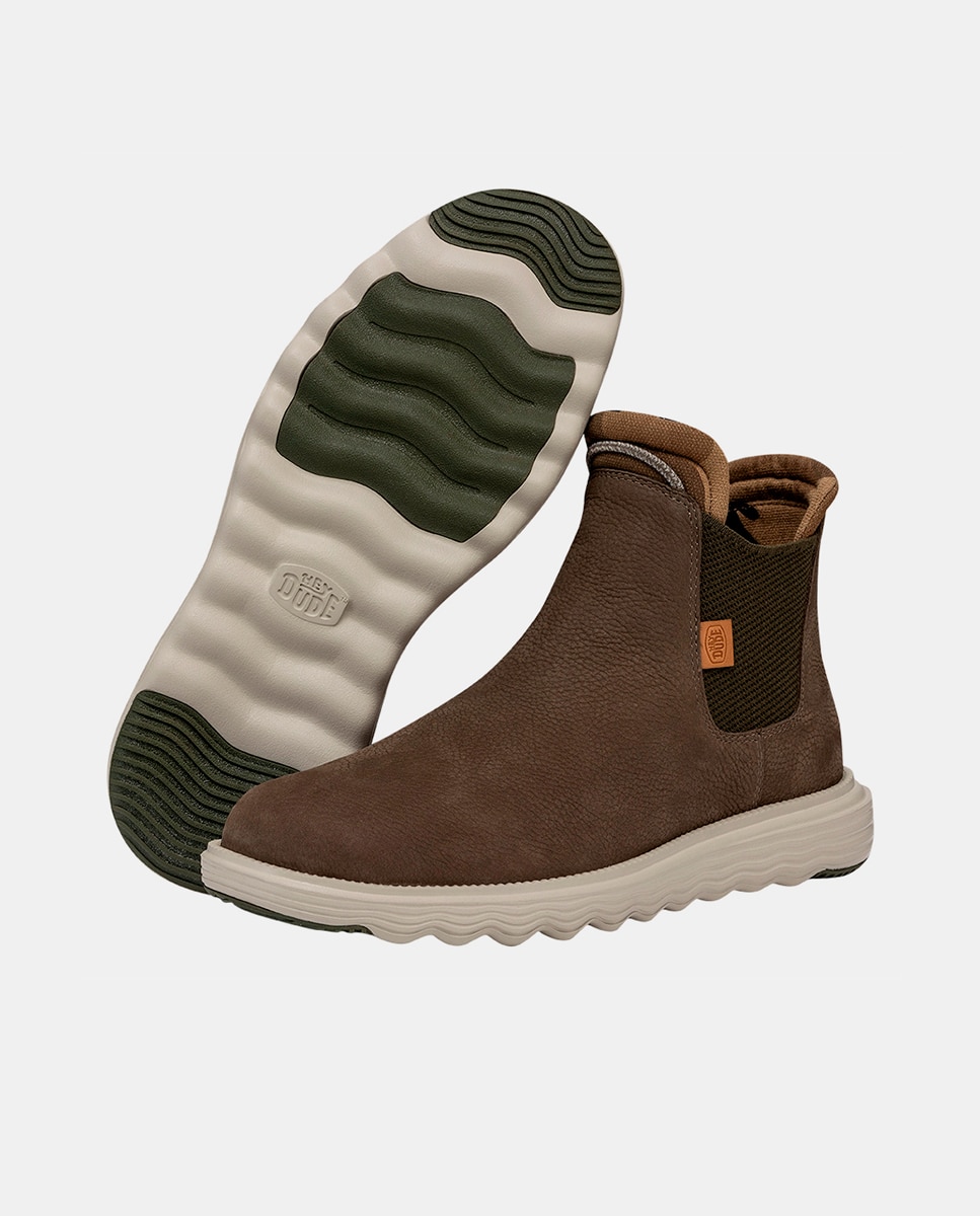 Botins de Pele e Detalhes Elásticos Verde-3