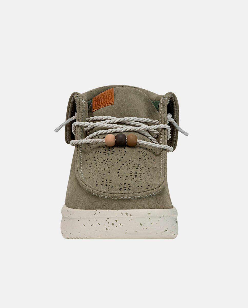 Botins de Pele com Cordões Elásticos Verde-4