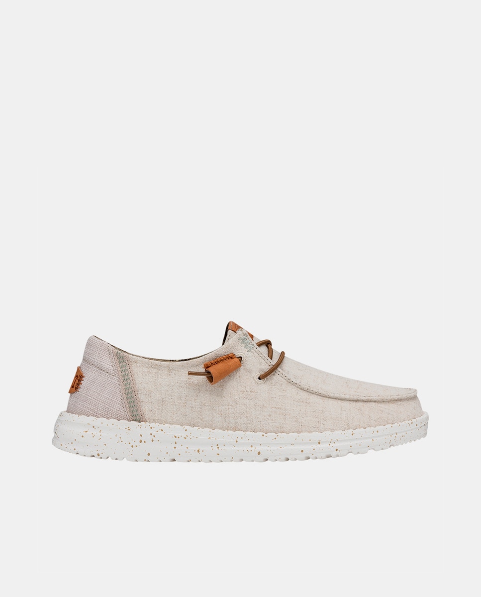 Sapatos de Cordões em Tecido com Plataforma Bege-1