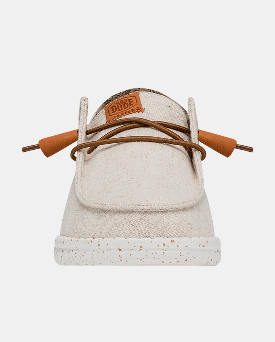 Sapatos de Cordões em Tecido com Plataforma Bege-4