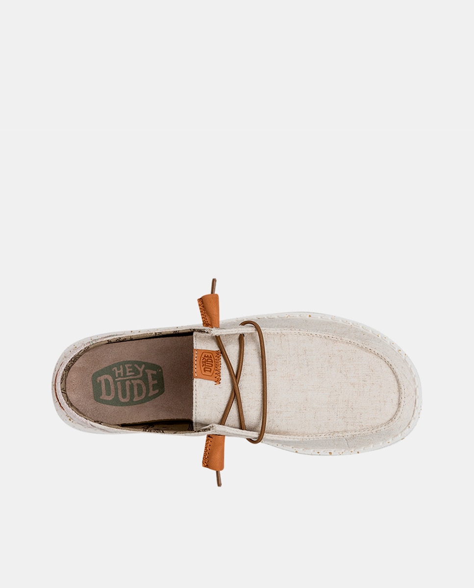 Sapatos de Cordões em Tecido com Plataforma Bege-6