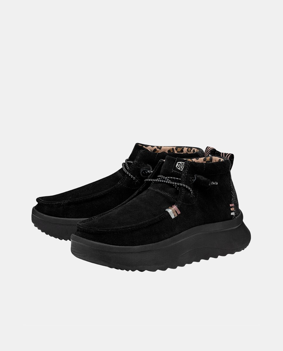 Botins de Pele com Cordões Elásticos Preto-2