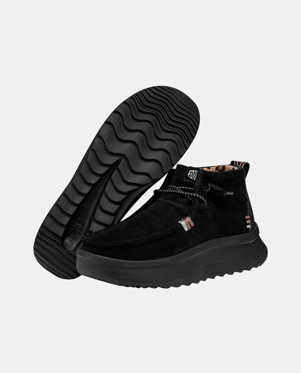 Botins de Pele com Cordões Elásticos Preto-3
