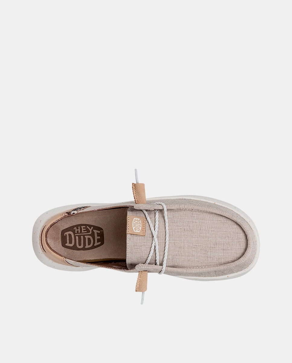 Sapatos de Cordões em Tecido com Plataforma Bege-6