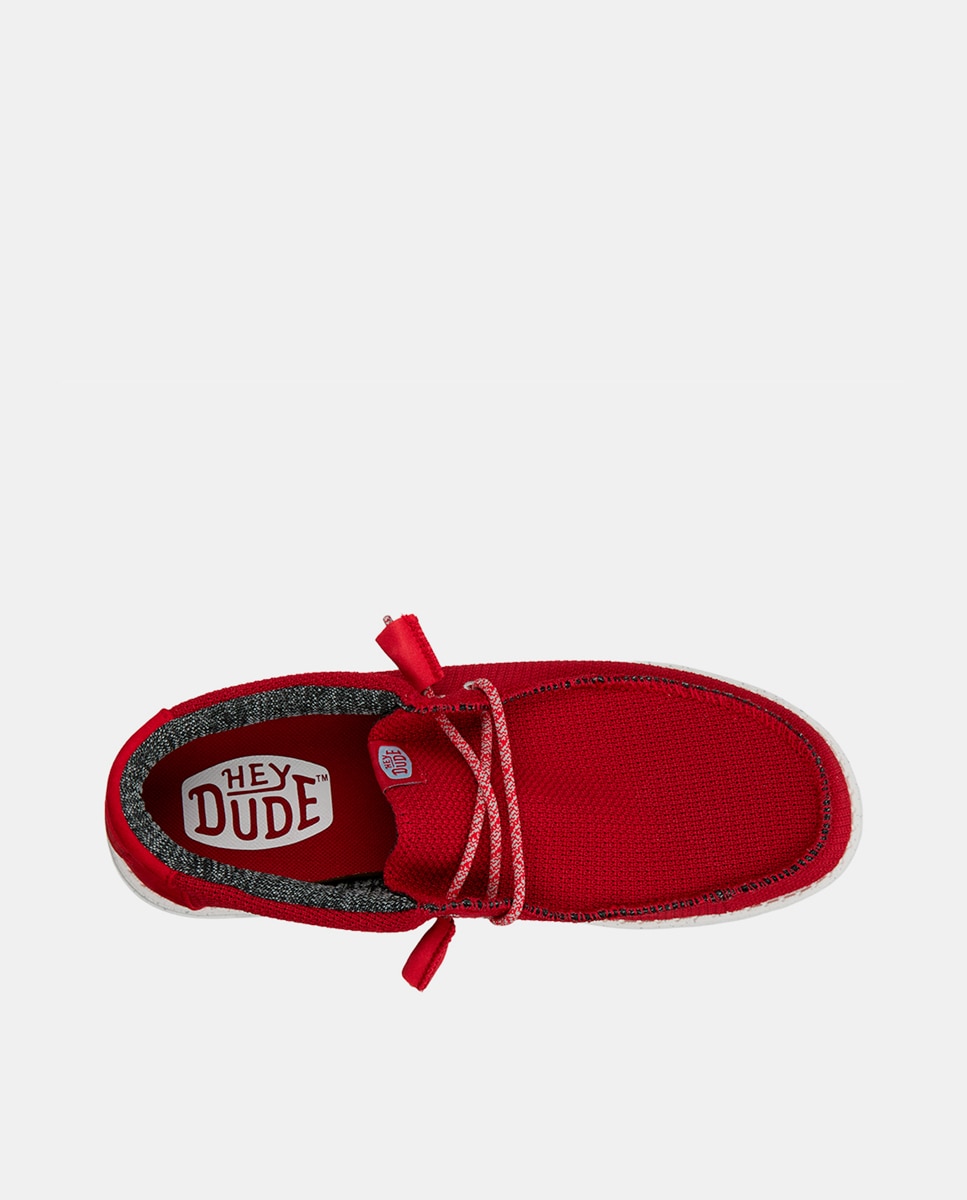 Sapatos de Cordões de Malha Elástica e Sola em Contraste Vermelho-6