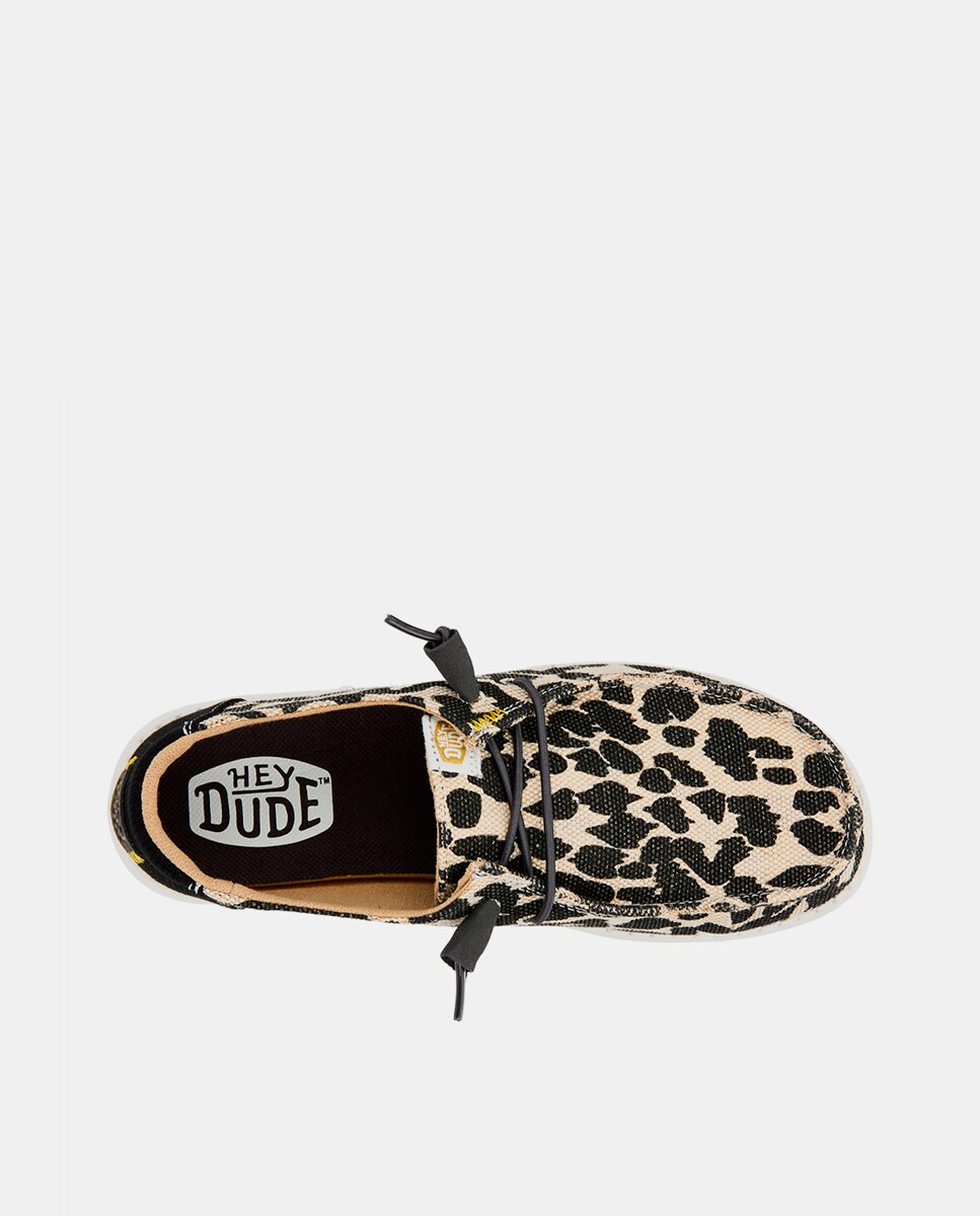 Sapatos de Cordões em Tecido e Estampado Animal Preto-6