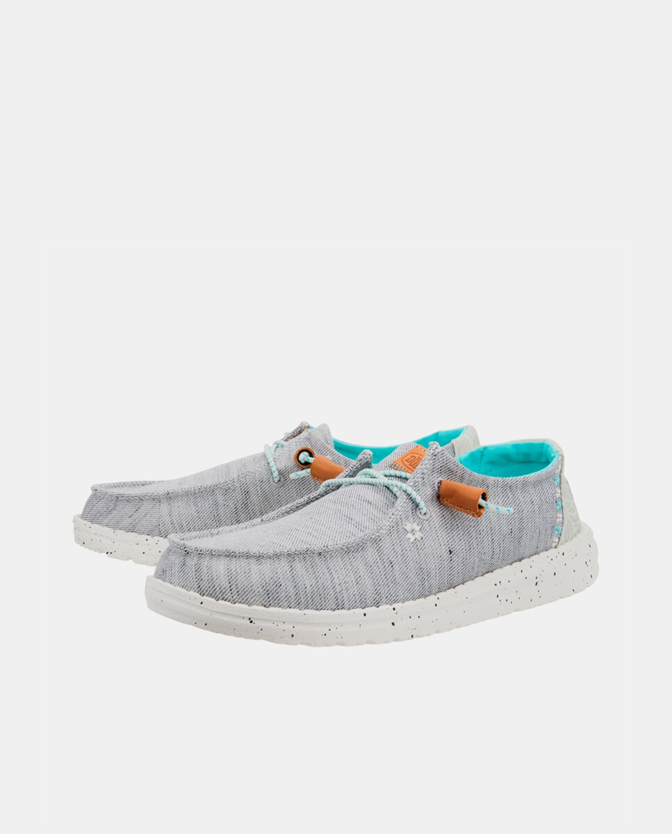 Sapatos de Cordões em Lona e Acabamento Jaspeado Cinzento-2