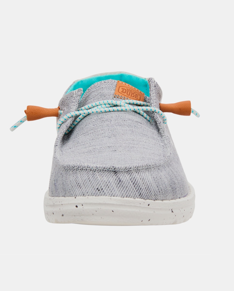 Sapatos de Cordões em Lona e Acabamento Jaspeado Cinzento-4