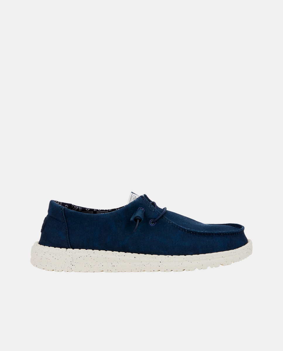 Sapatos de Cordões de Lona Azul-1