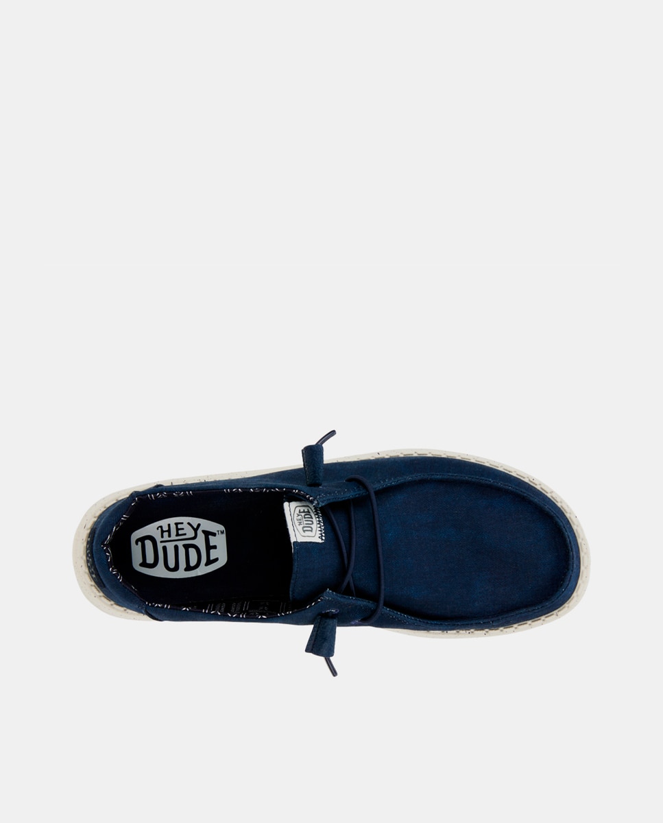 Sapatos de Cordões de Lona Azul-3