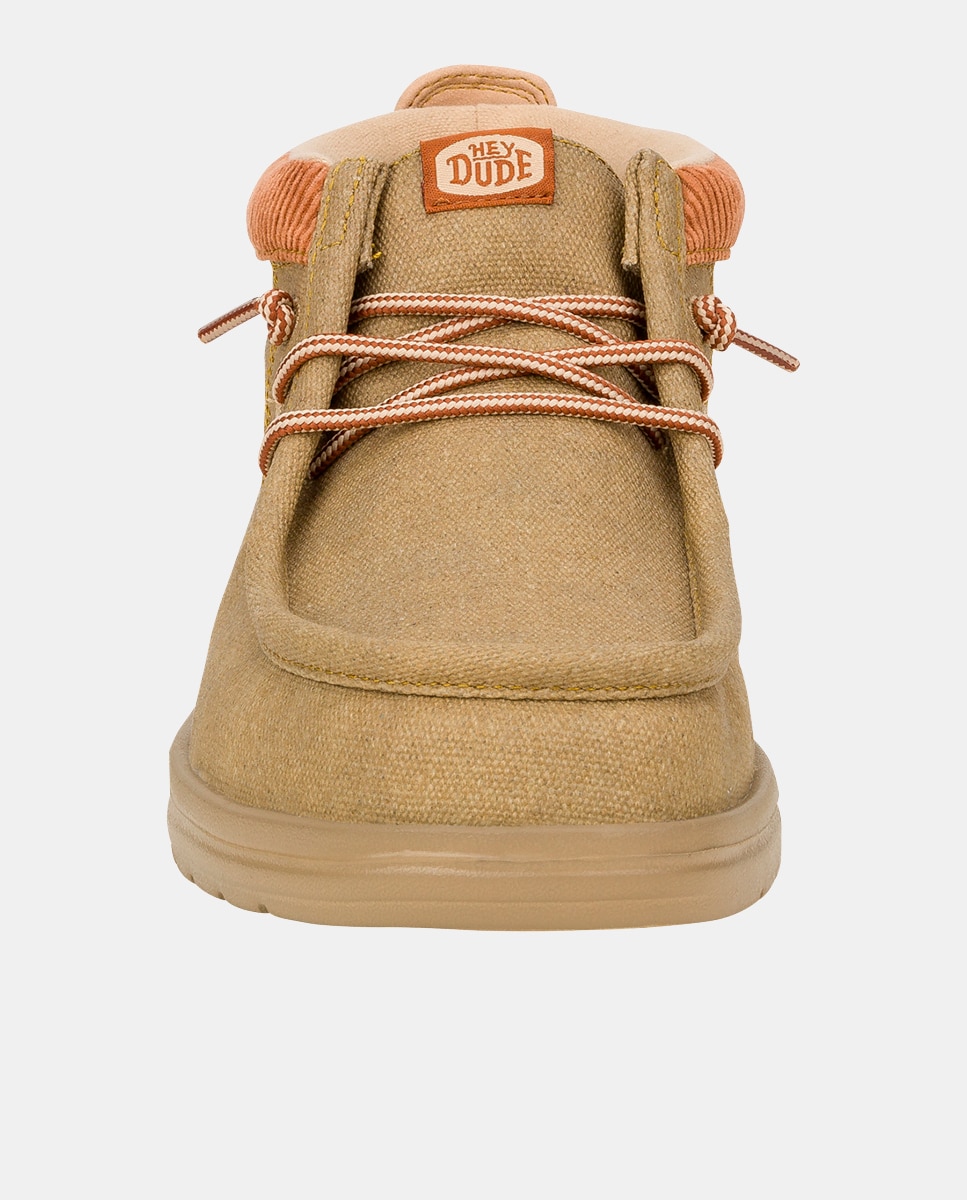 Botins de Cordões em Lona Encerada Repelente À Água Bege-4