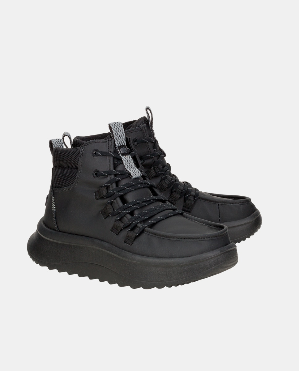 Botins em Sarja com Plataforma Preto-2