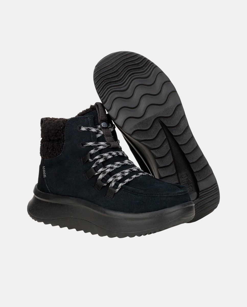 Botins de Cordões em Camurça e Plataforma Preto-3