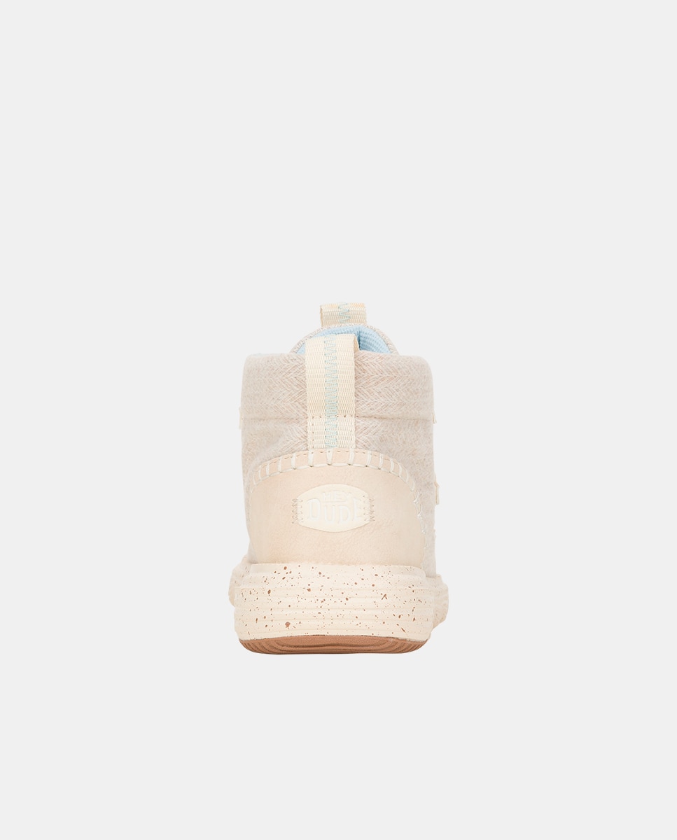 Botas de Cordões em Tecido Bege-5