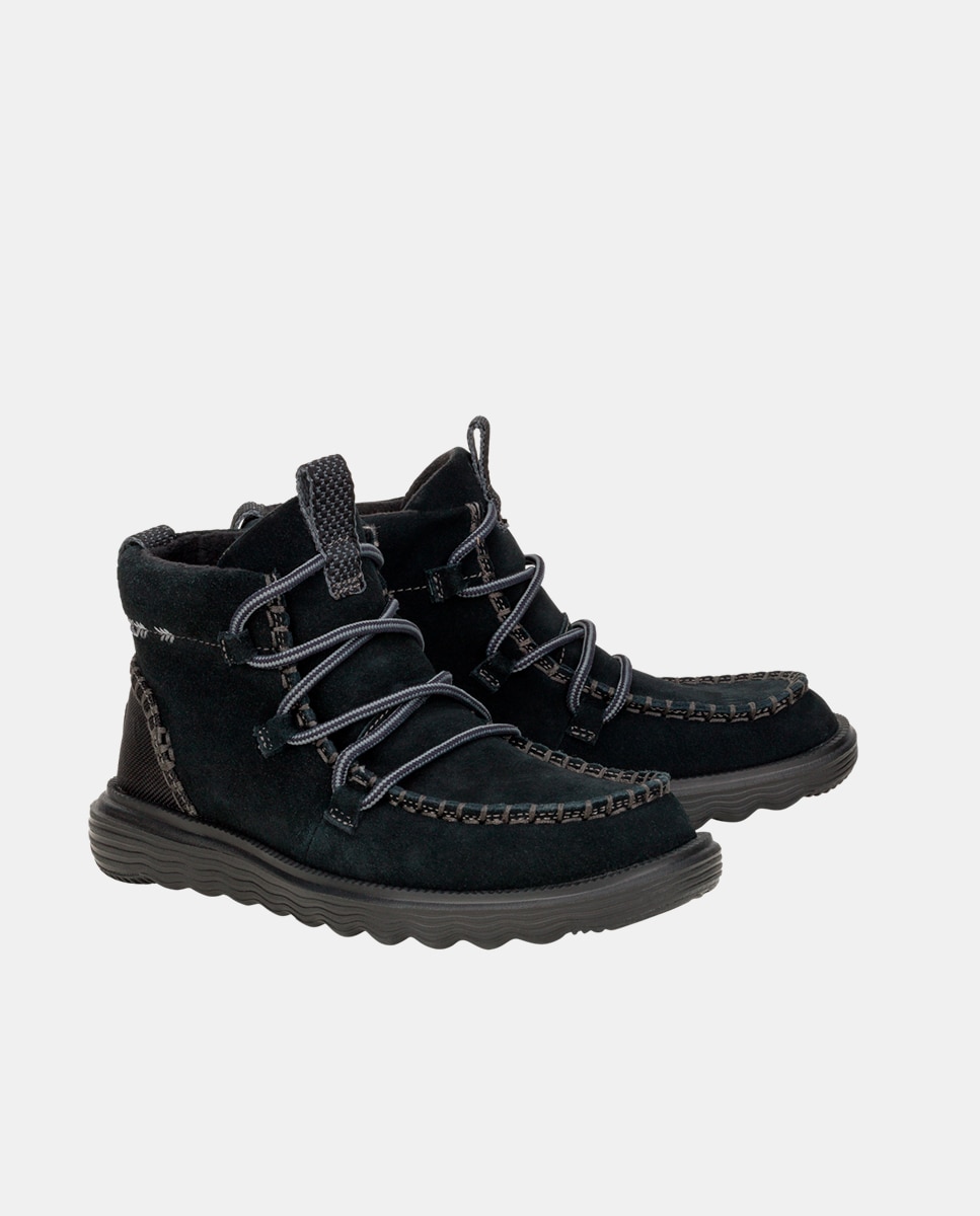 Botas de Cordões em Camurça Preto-2