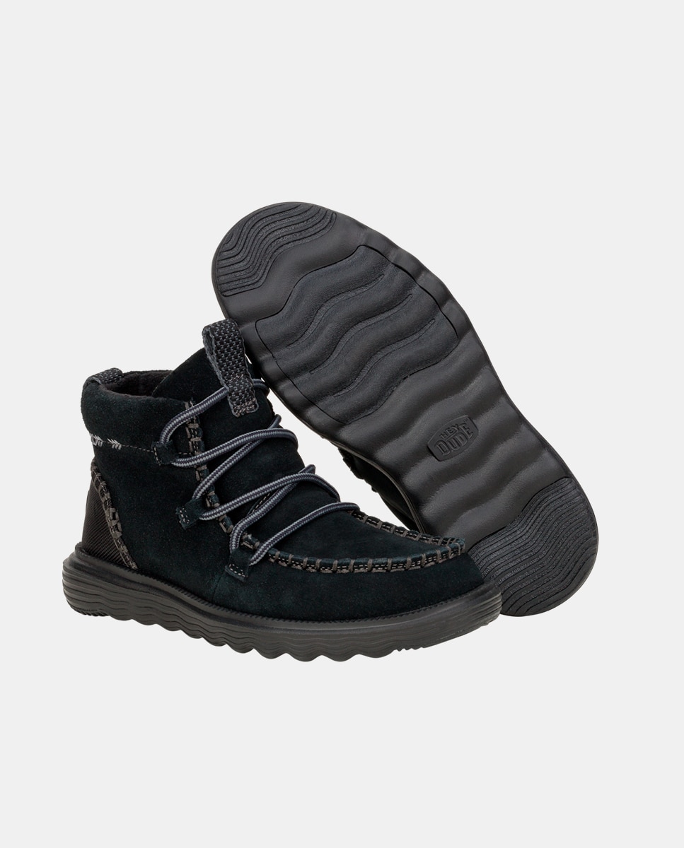 Botas de Cordões em Camurça Preto-3