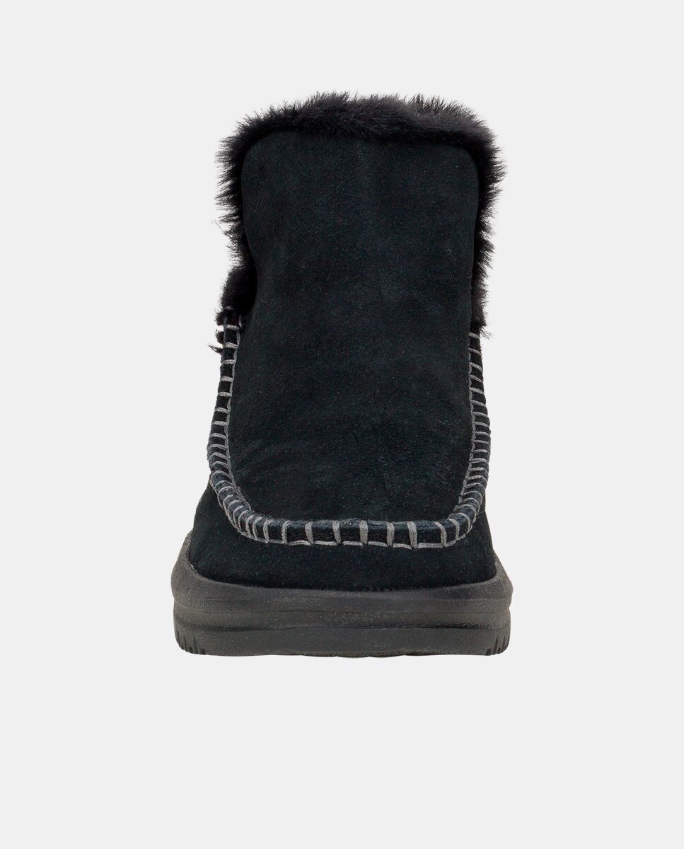 Botas em Camurça e Interior Felpudo Preto-4