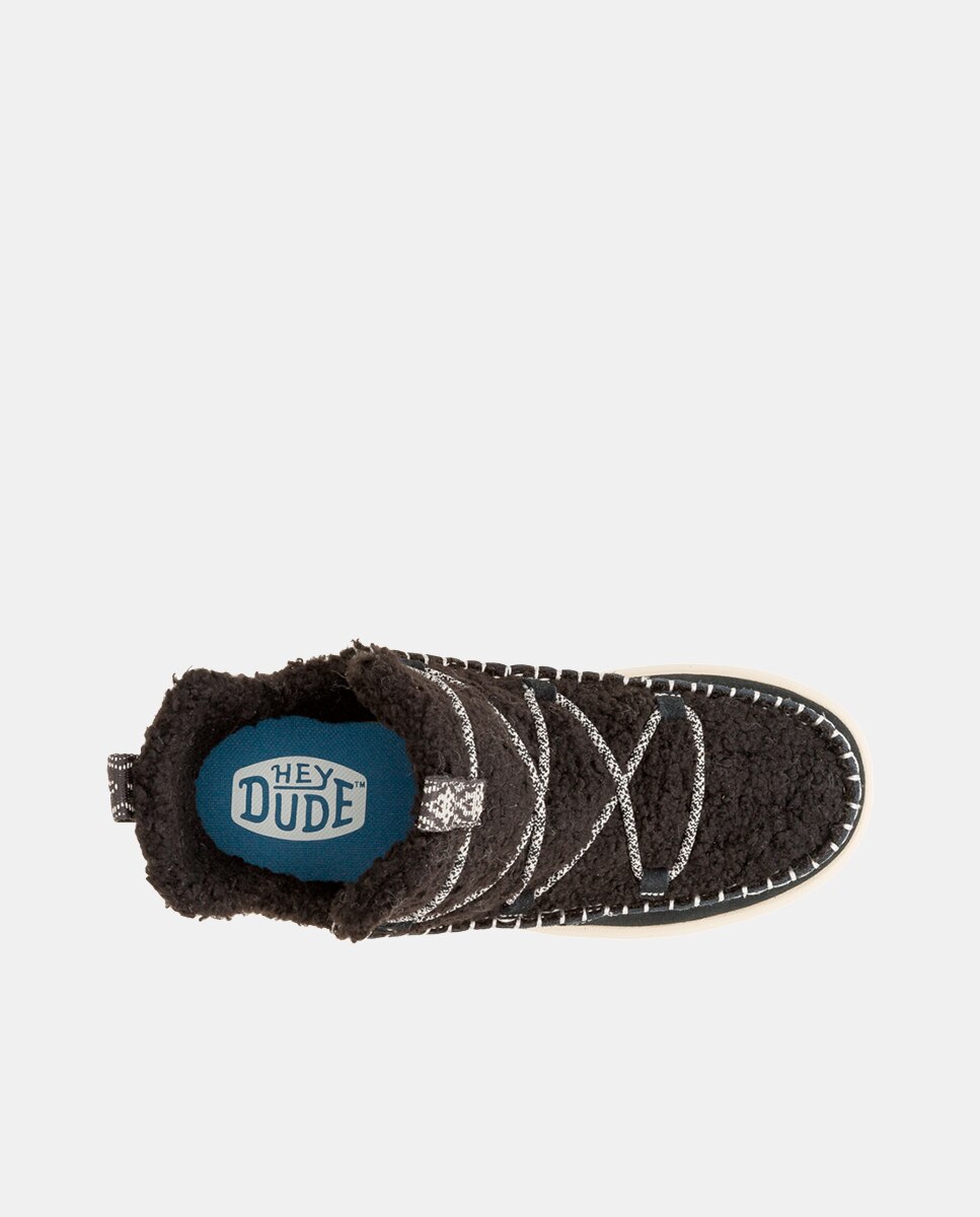 Botas em Camurça e Peito Do Pé de Pelo de Ovelha Preto-6