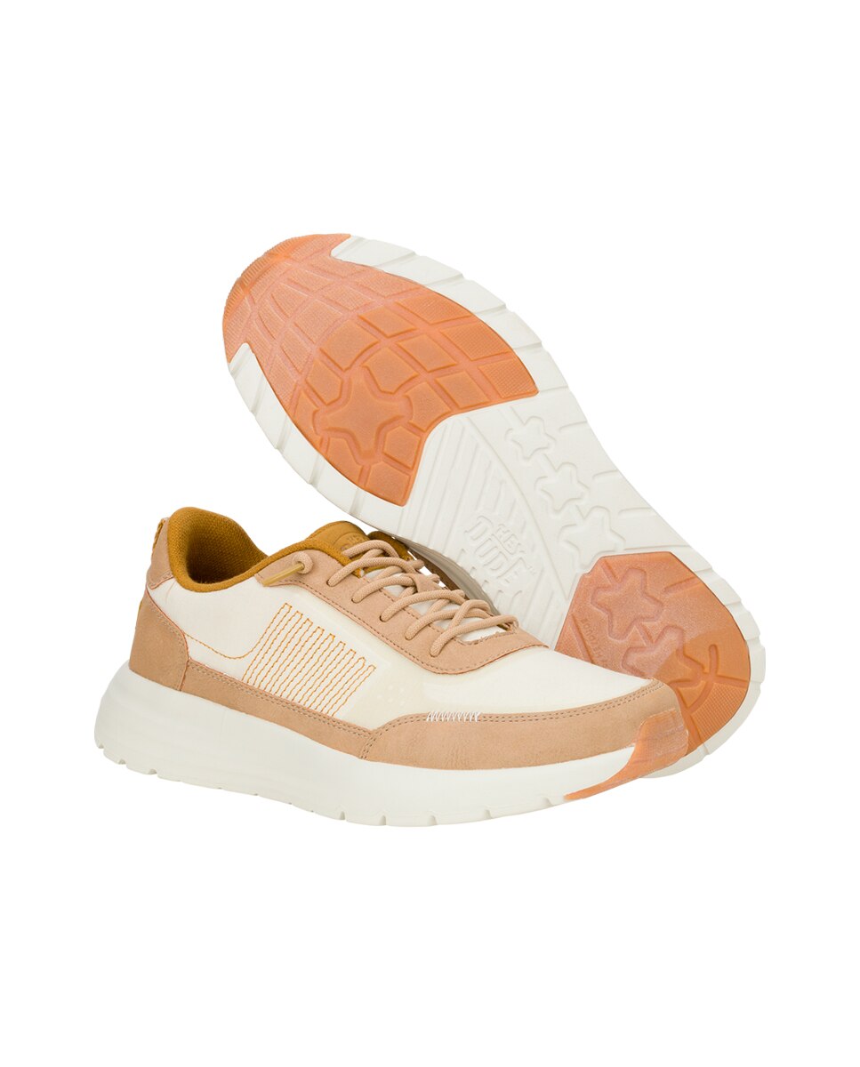 Sapatilhas Desportivas em Nylon e Detalhes de Cor Bege-3
