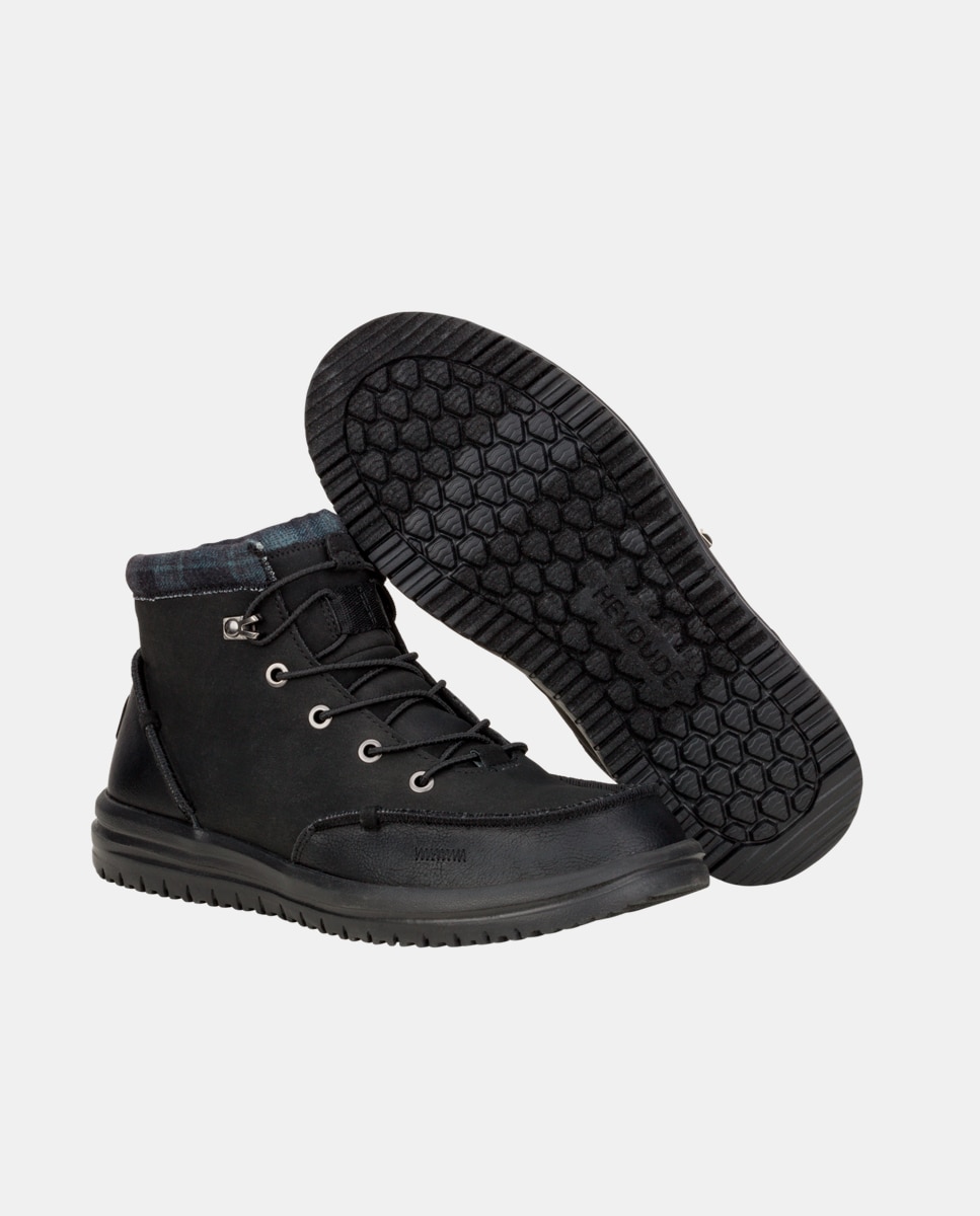 Botins de Cordões em Couro Sintético Repelente À Água Preto-3