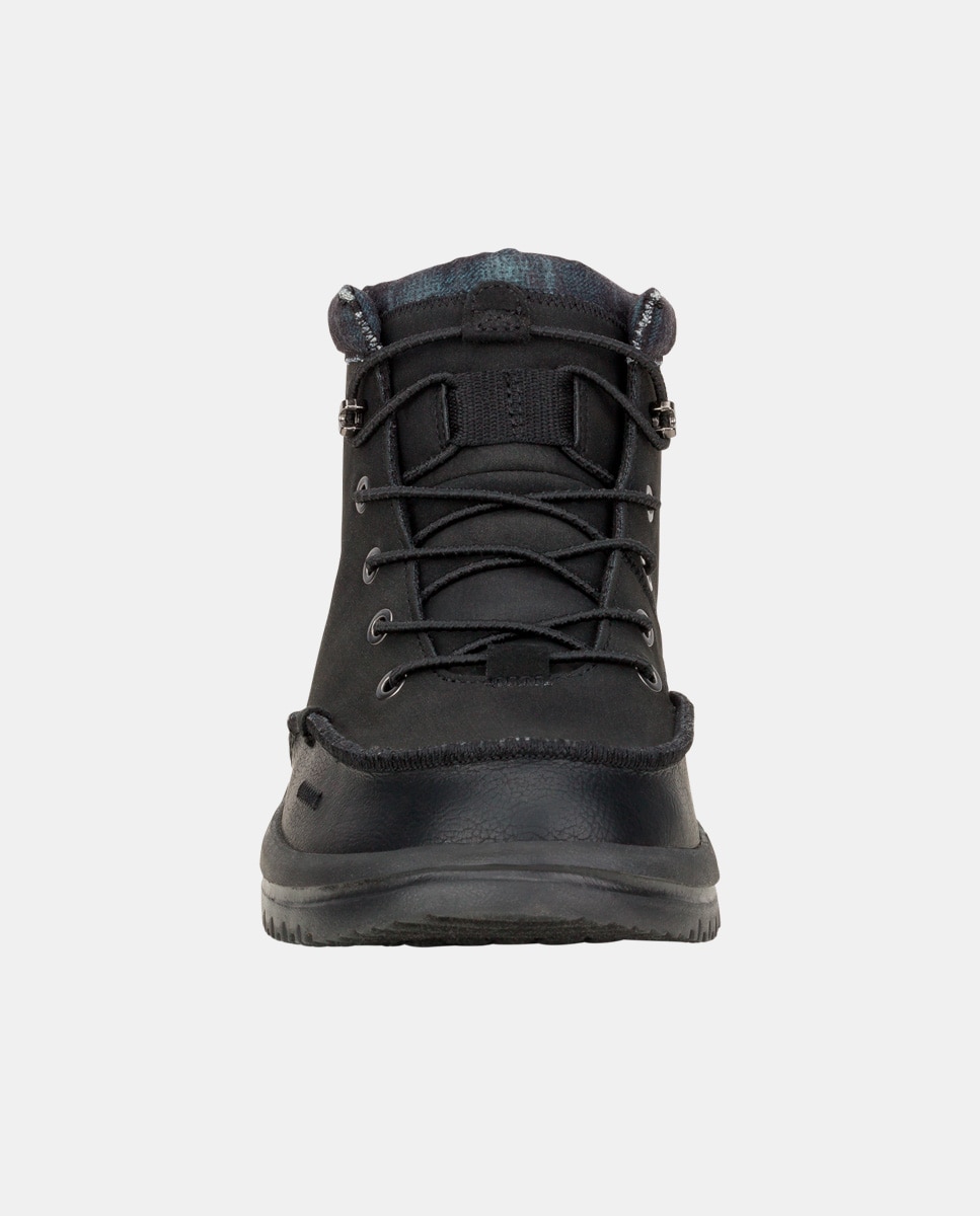 Botins de Cordões em Couro Sintético Repelente À Água Preto-4