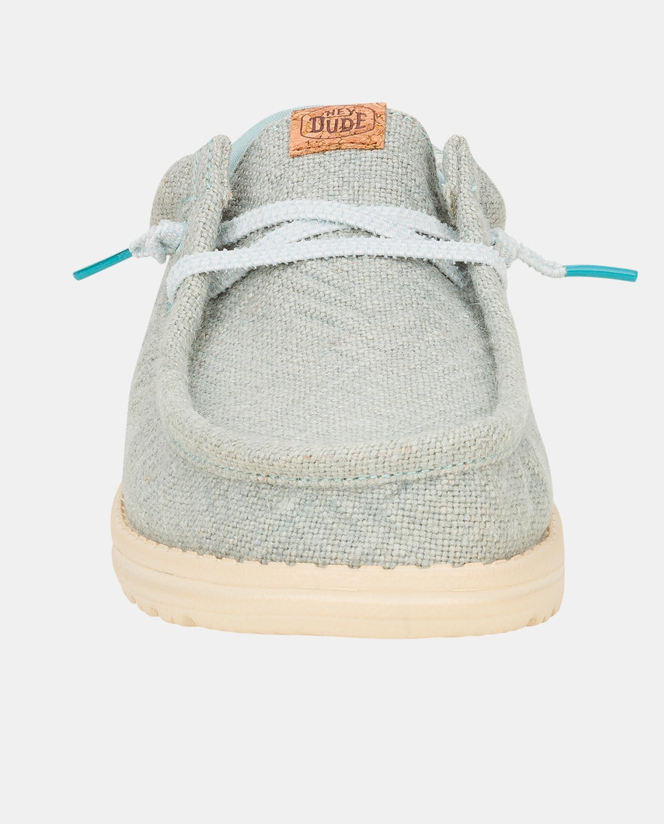 Sapatos de Cordões em Tecido e Estampado Tropical Azul-celeste-4
