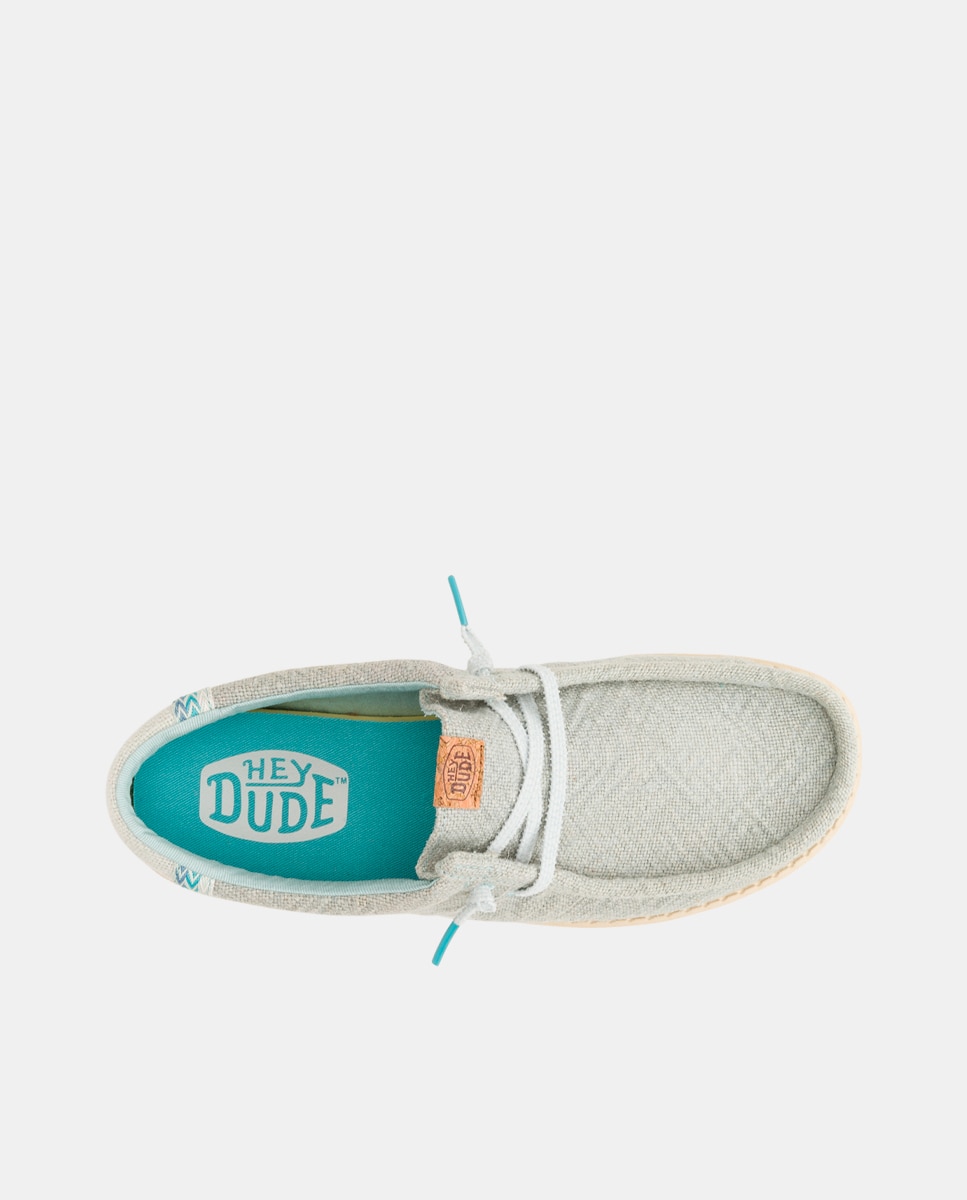Sapatos de Cordões em Tecido e Estampado Tropical Azul-celeste-6