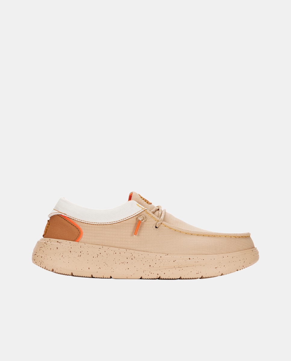 Sapatos de Cordões em Nylon com Calcanhar Acolchoado Bege-1