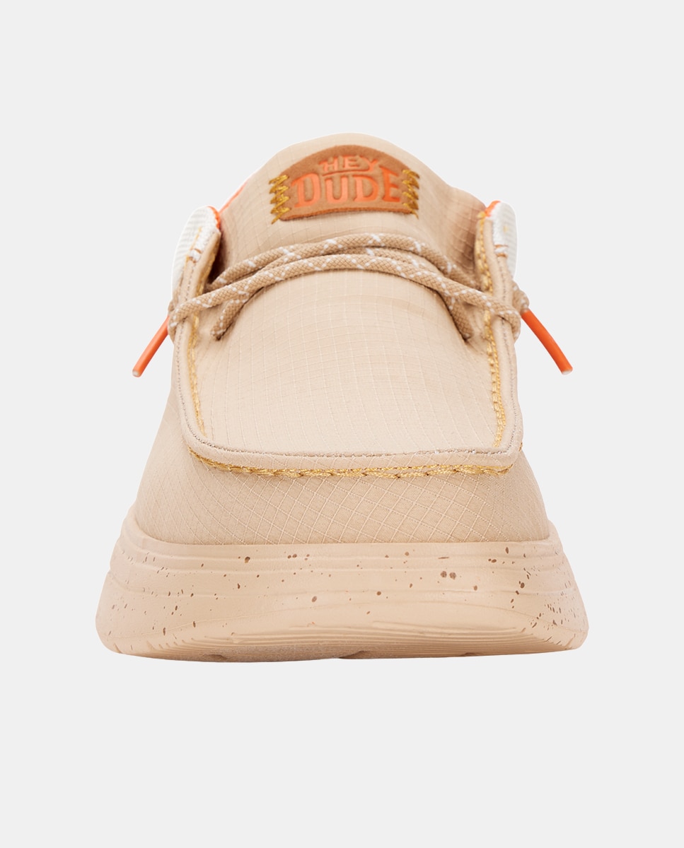 Sapatos de Cordões em Nylon com Calcanhar Acolchoado Bege-4