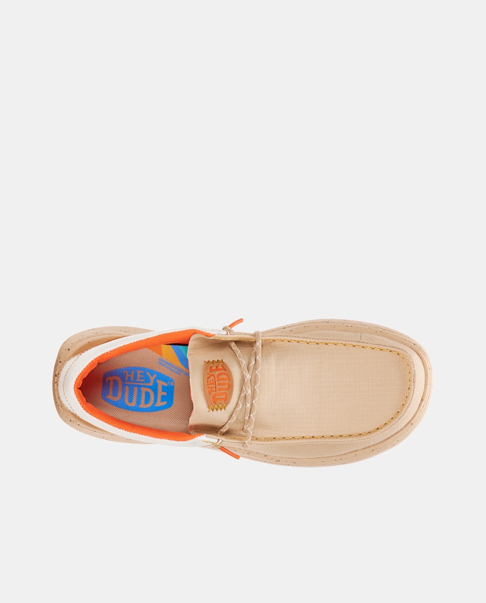 Sapatos de Cordões em Nylon com Calcanhar Acolchoado Bege-6