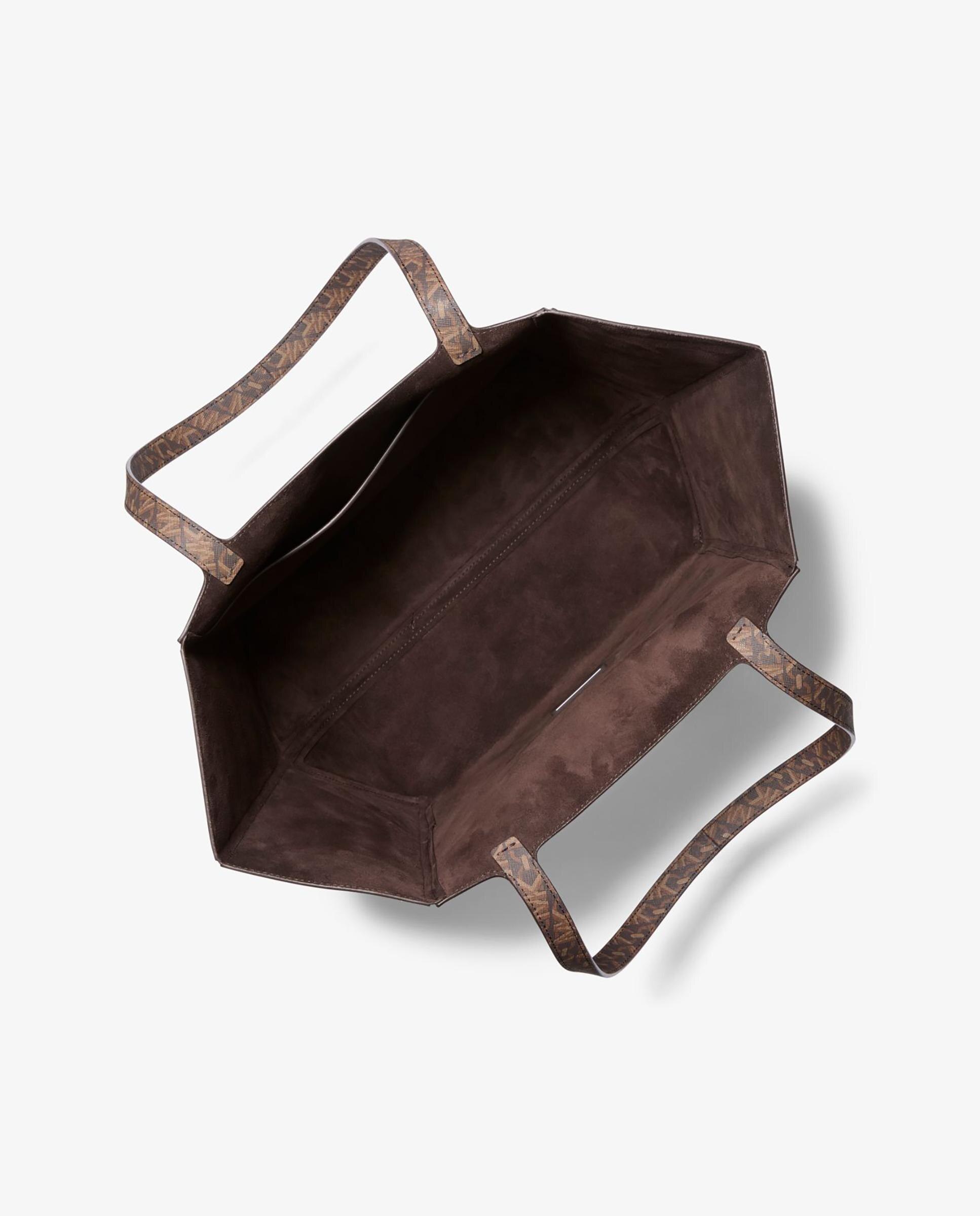 Mala Shopper Tote Jordi Grande com Estampado de Logótipos Castanho-2