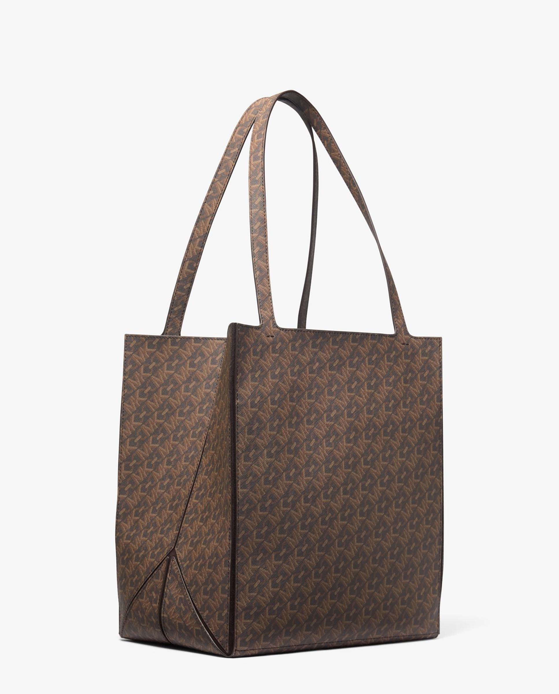 Mala Shopper Tote Jordi Grande com Estampado de Logótipos Castanho-3