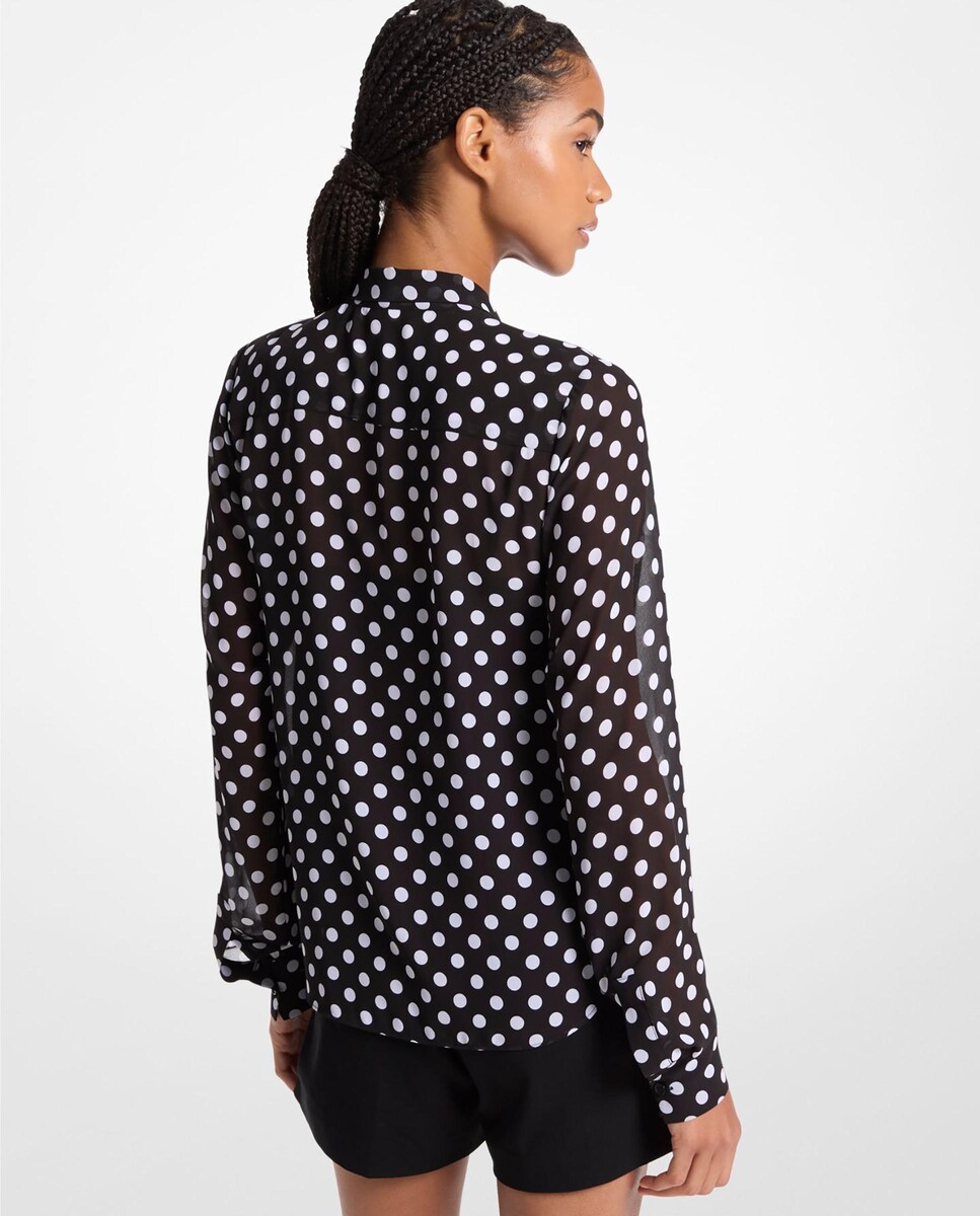 Blusa Fluída com Laço na Gola Preto-2