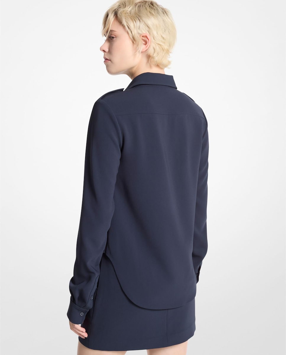 Camisa de Crepe com Ombreiras Azul-2