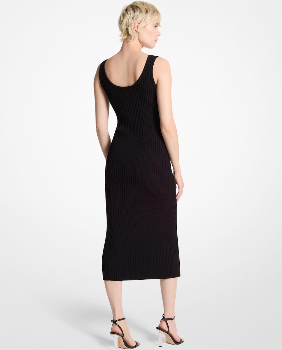 Vestido Midi com Fecho de Correr Frontal Preto-2
