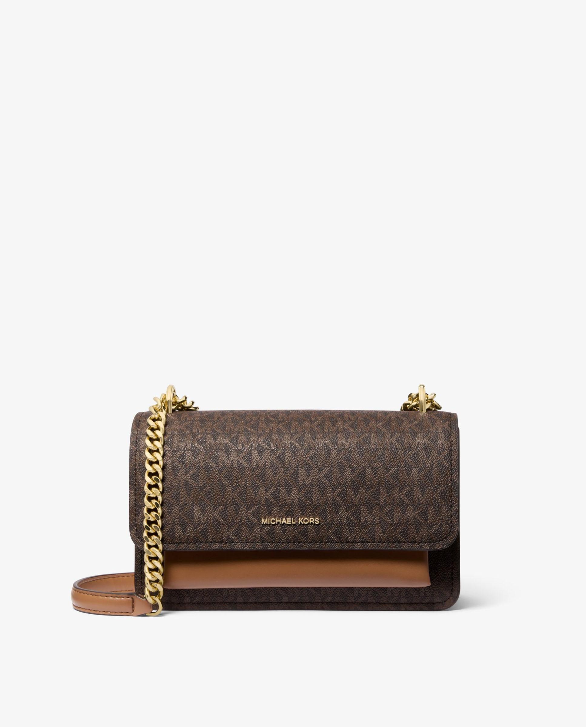 Mala a Tiracolo Claire com Estampado de Logótipos Castanho-1