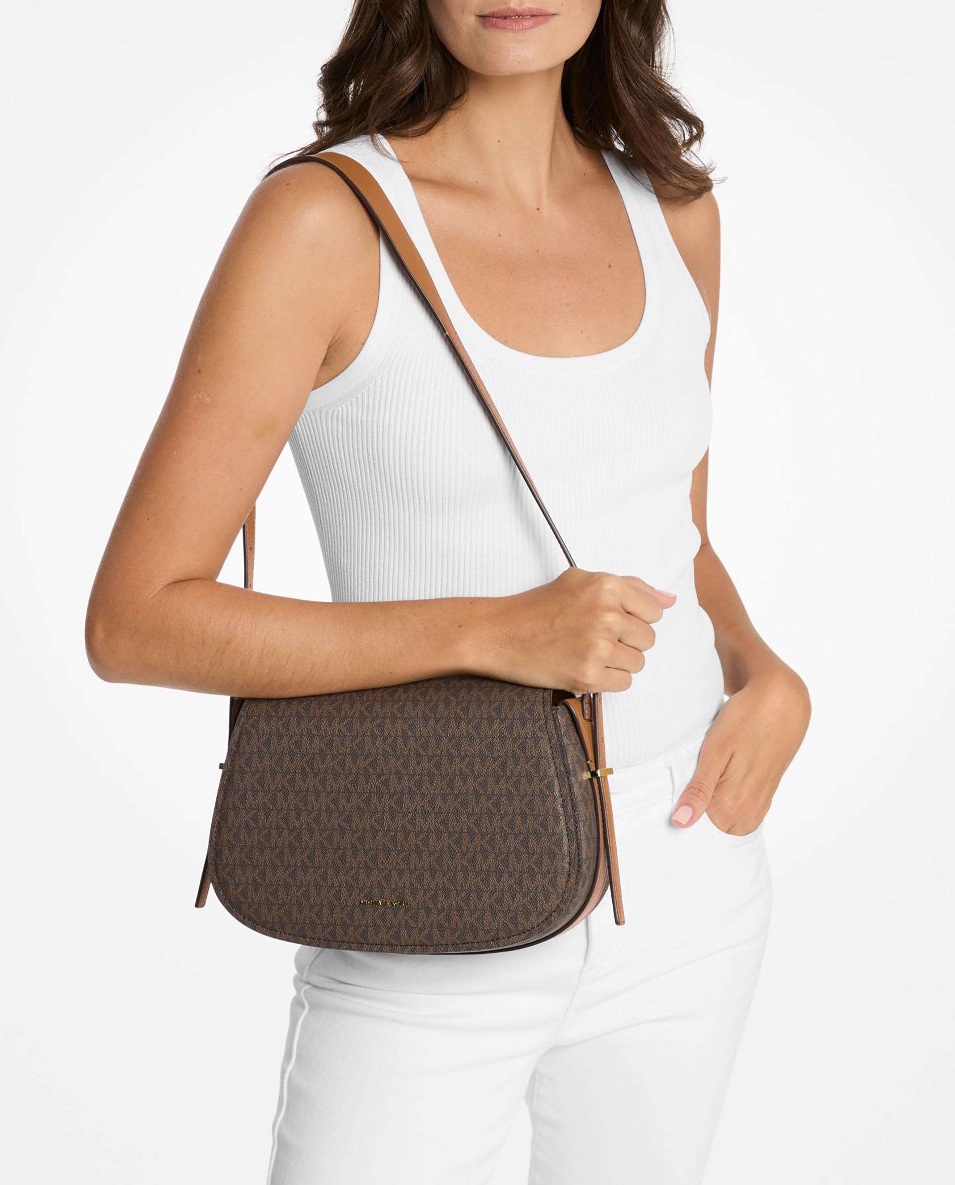 Mala a Tiracolo Lydia com Estampado de Logótipos Castanho-4