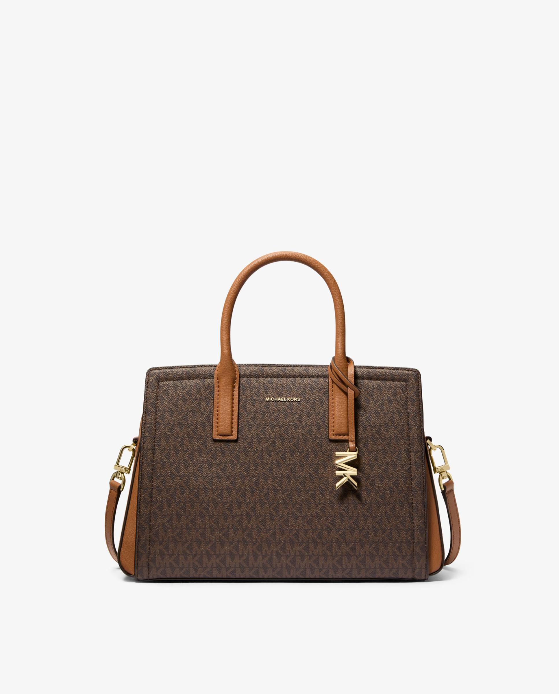 Mala a Tiracolo Satchel Laila Média com Logotipo Castanho-escuro-1