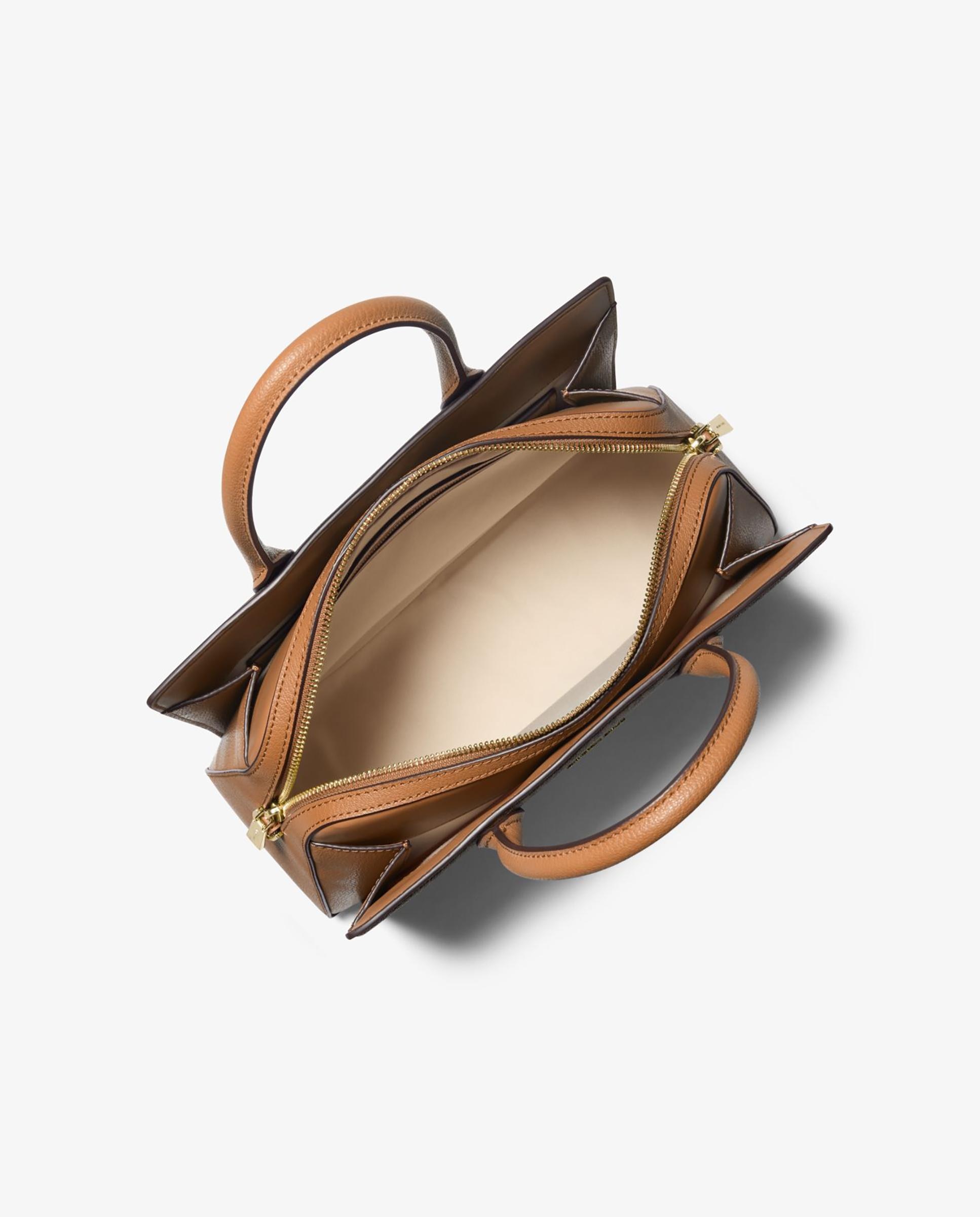 Mala a Tiracolo Satchel Laila Média com Logotipo Castanho-escuro-2
