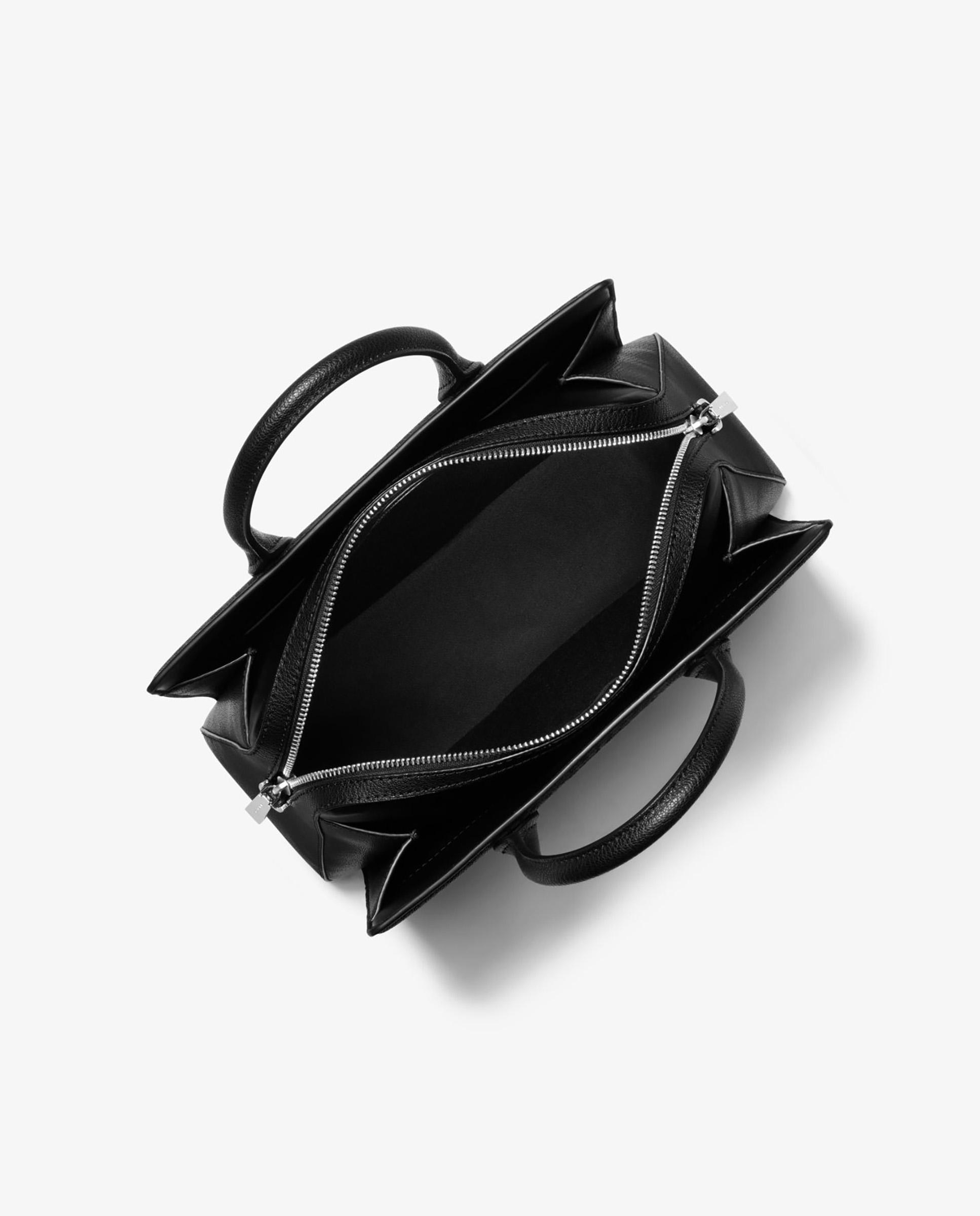 Mala a Tiracolo Satchel Laila Média com Logotipo Preto-2