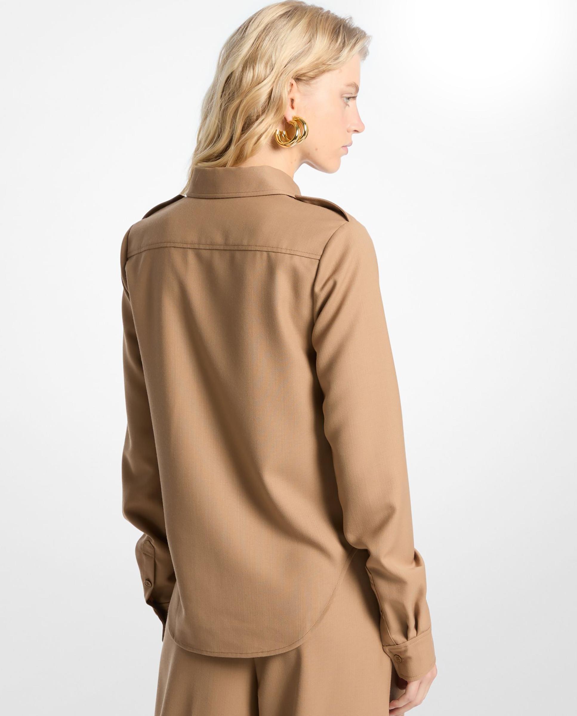 Camisa de Manga Comprida com Bolsos Patch Castanho-claro-2