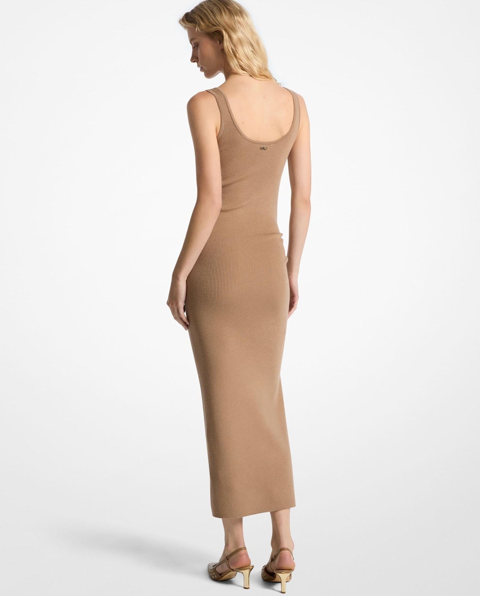 Vestido de Lã com Corte Midi Camel-2